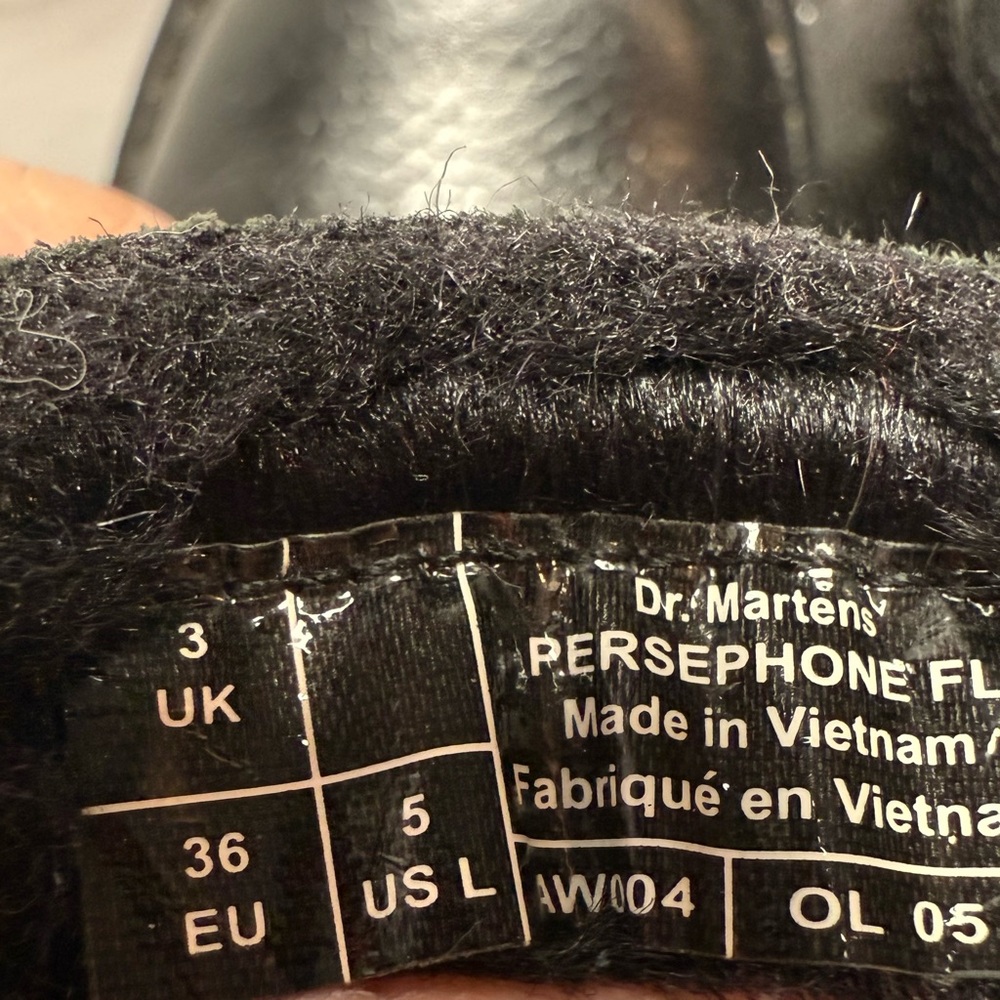 Dr Martens Women Persephone FL 6 Eye Blk Pebbled Leather Ankle Heeled Boots Sz 5 - Picture 10 of 14